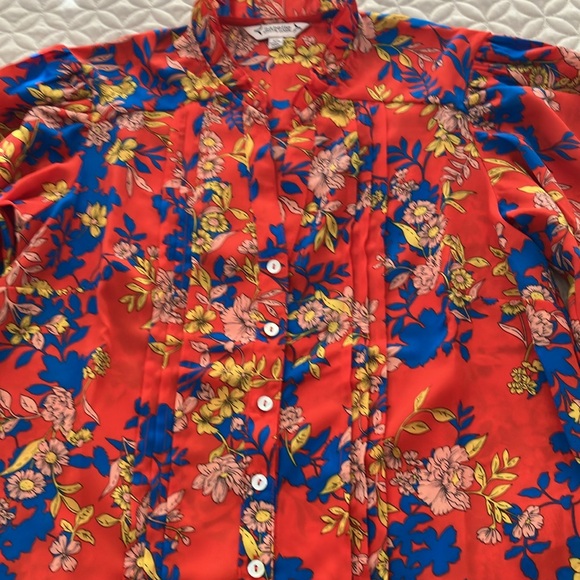 Nanette Lepore red multicolor floral blouse Size XS feels like medium size - Picture 16 of 16